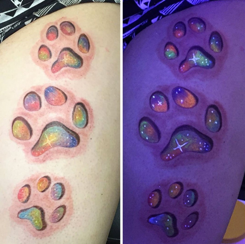 背后上隐形月夜下的恶魔纹身图案