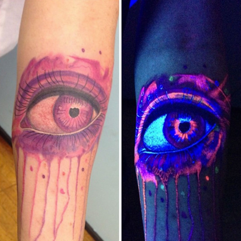 背后上隐形月夜下的恶魔纹身图案