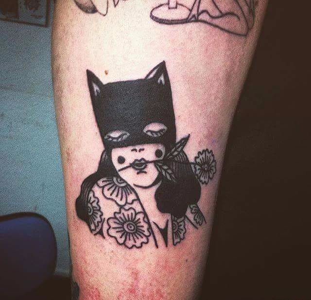 不注意还看不出的蝙蝠和猫女纹身图案