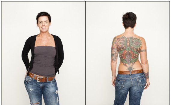 高大的男子全甲纹身图案