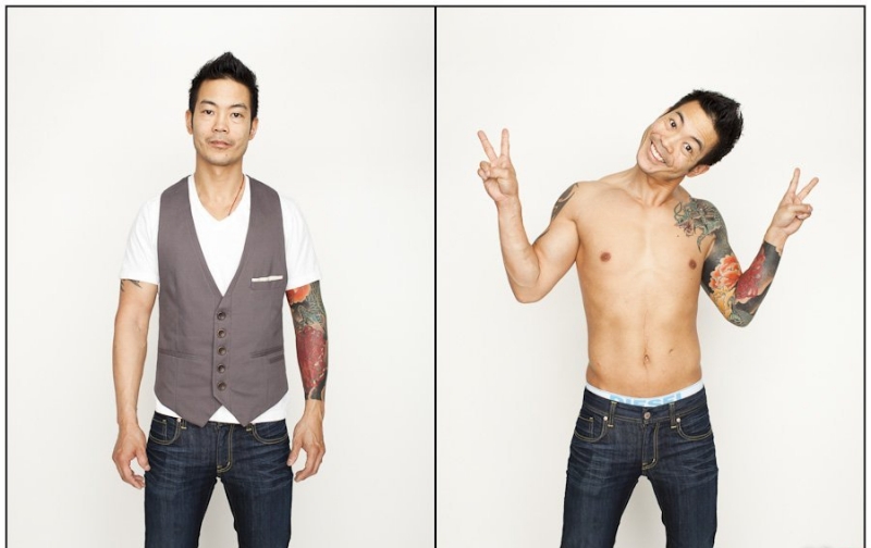 高大的男子全甲纹身图案