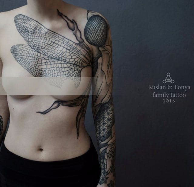 多款女性蜻蜓纹身图案