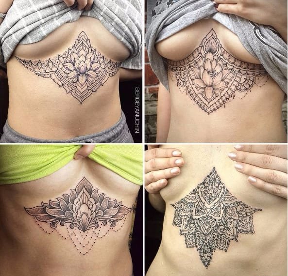 看起来很迷人的女性线条纹身图案