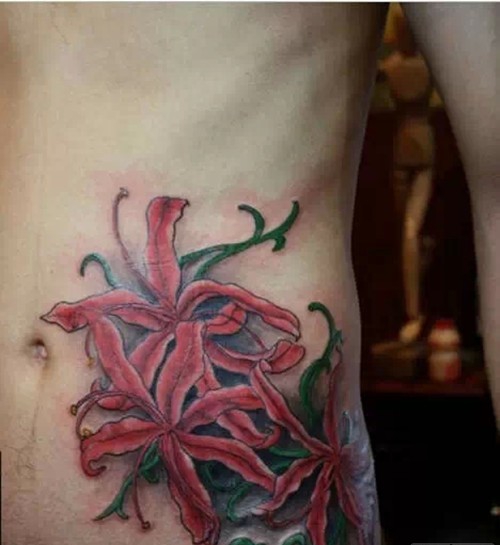 一组优美纯洁的彼岸花纹身
