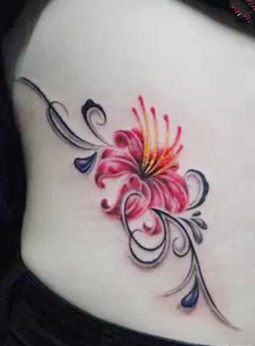 一组优美纯洁的彼岸花纹身