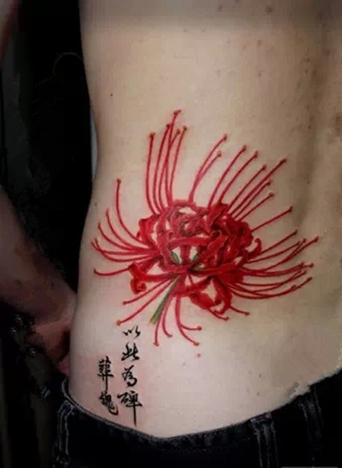 一组优美纯洁的彼岸花纹身