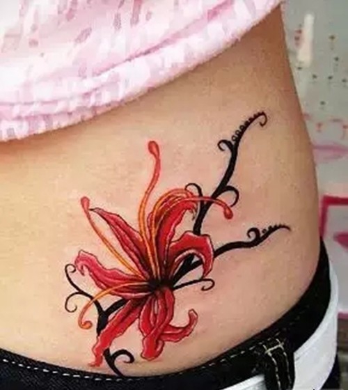 一组优美纯洁的彼岸花纹身