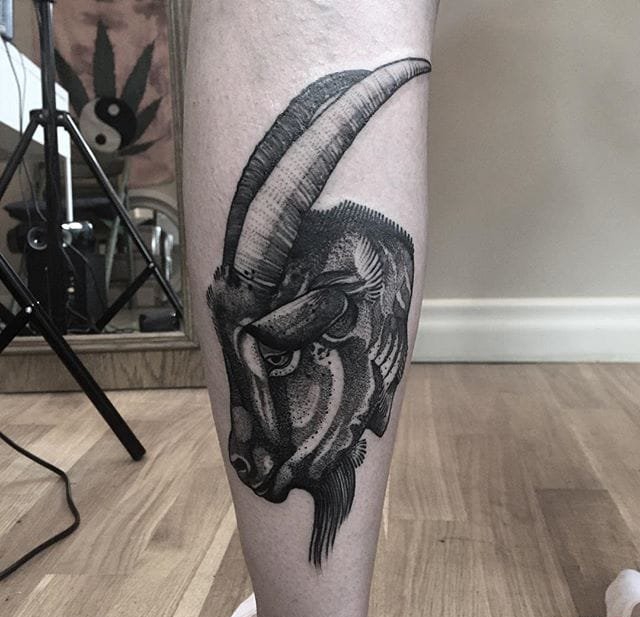 各种黑色点刺动物纹身图案