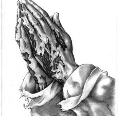 一组祈祷之手纹身手稿图片