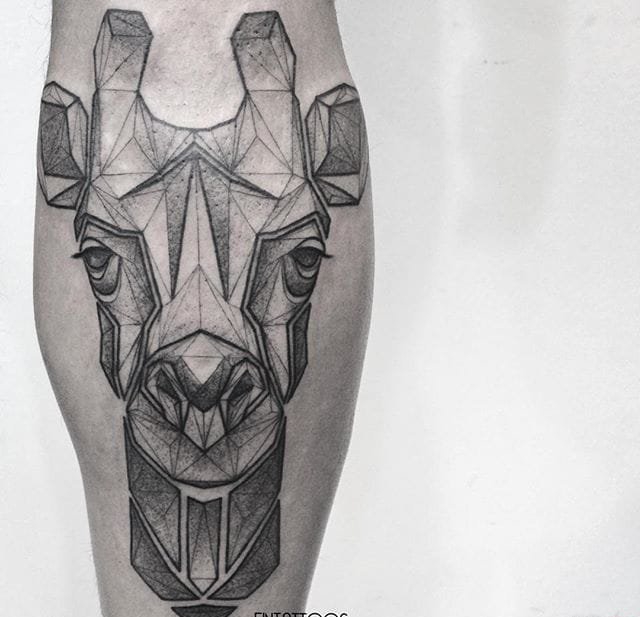 不可抵抗的几何图形动物纹身图案作品
