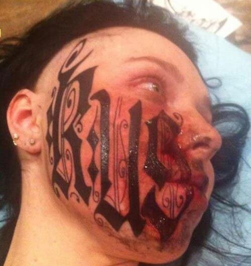 女子侧脸满图腾纹身图案