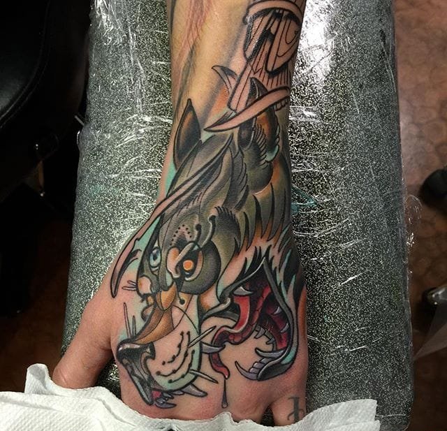 New School风格大腿三眼象纹身图案