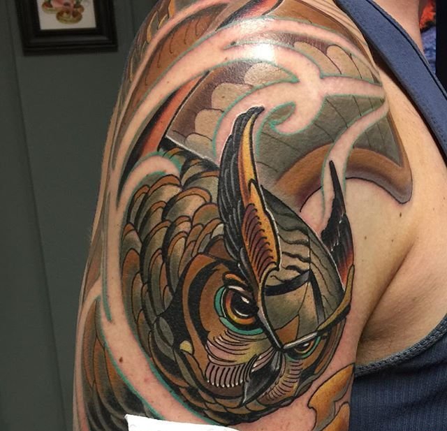 New School风格大腿三眼象纹身图案