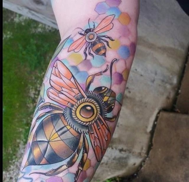 New School风格大腿三眼象纹身图案