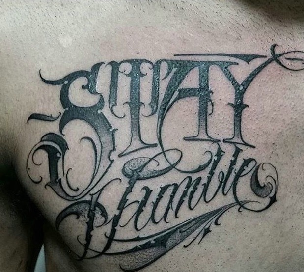 个性狂野的大花体英文纹身图案