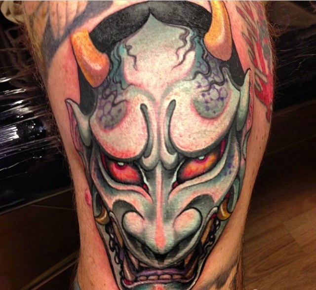 大臂日式般若纹身图案十分精彩