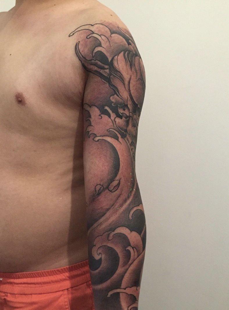 花臂传统般若纹身刺青青春绽放