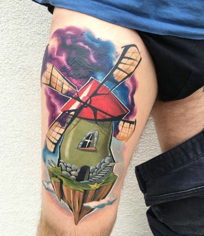 一组重彩卡通可爱的纹身图案