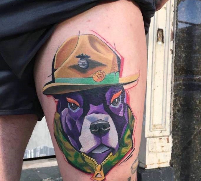 一组重彩卡通可爱的纹身图案