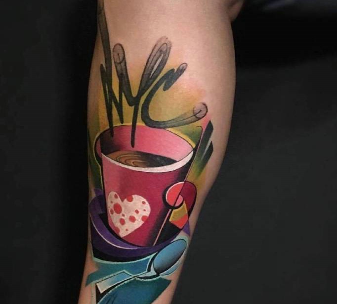 一组重彩卡通可爱的纹身图案