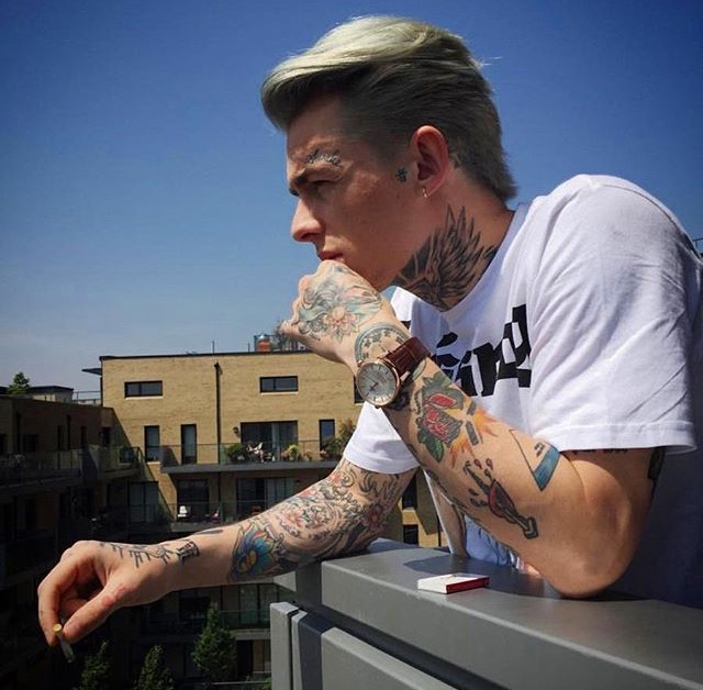 一组街头潮男的时尚花臂纹身图案