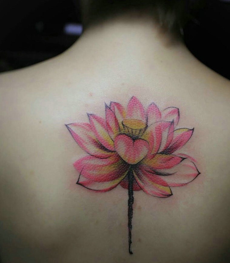 一组非常火热的唯美荷花纹身图案