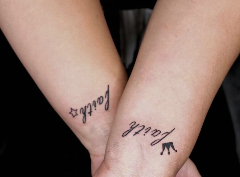 手腕小清新英文情侣纹身刺青