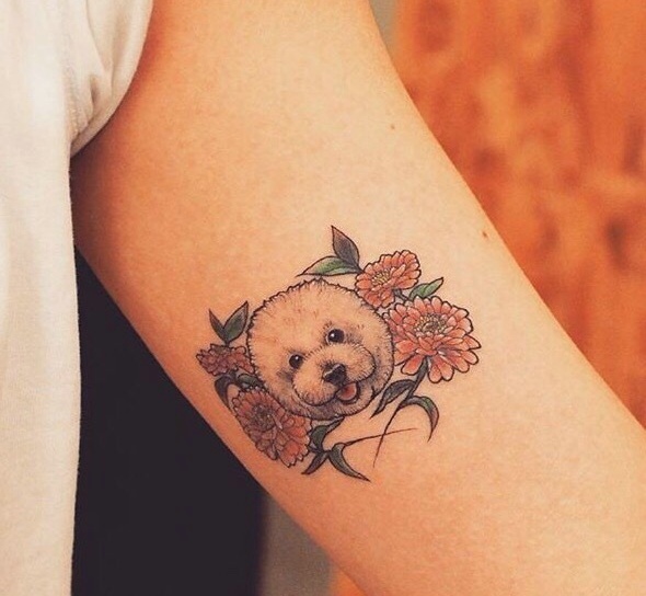 处在不同部位的小狗狗纹身图案
