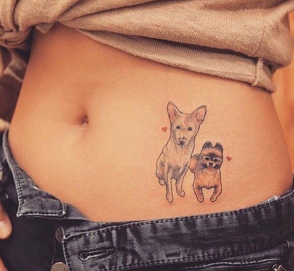 处在不同部位的小狗狗纹身图案