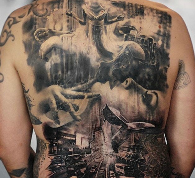 满背超级完美无瑕的图腾纹身图案