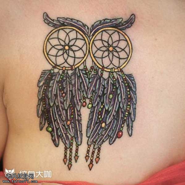 腰部捕梦网纹身图案