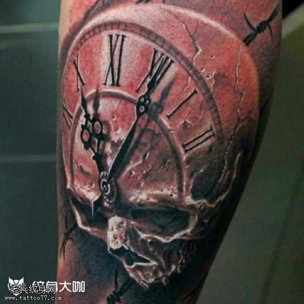 腿部表骷髅纹身图案