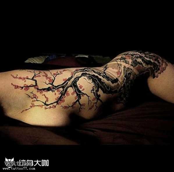 腰部梅花纹身图案