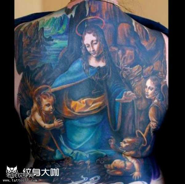 背部圣母纹身图案