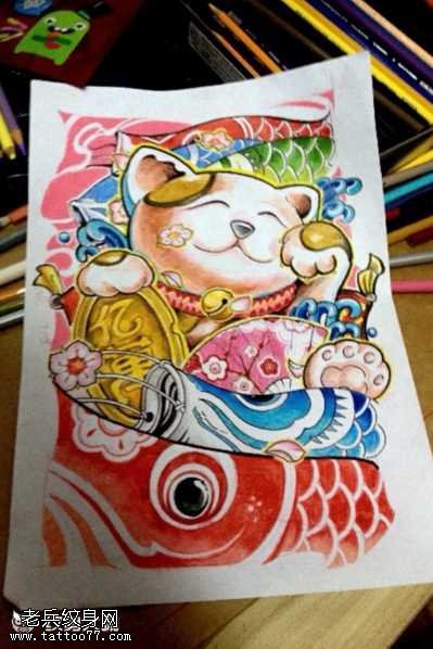 手稿猫咪纹身图案