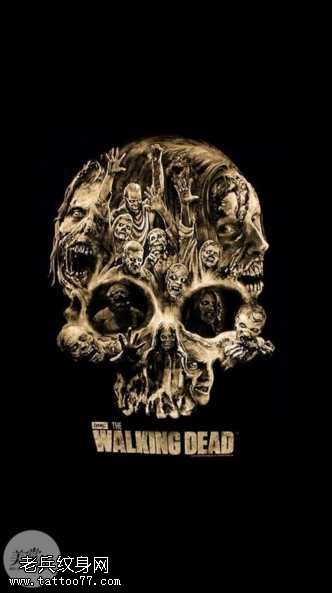 手稿骷髅纹身图案