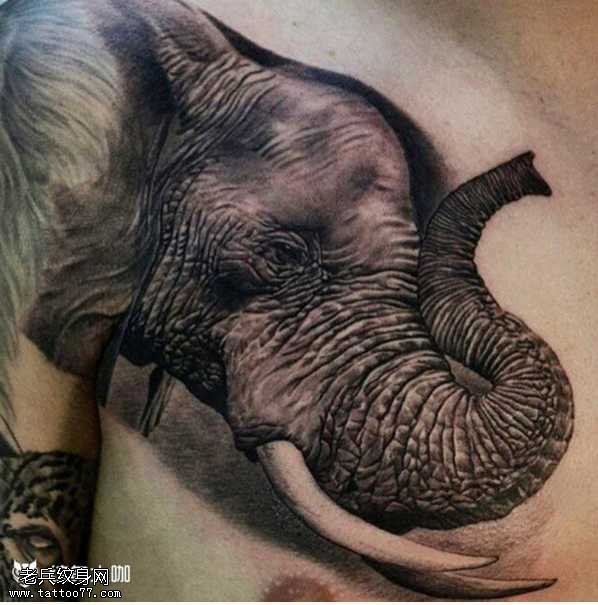 胸部象纹身图案