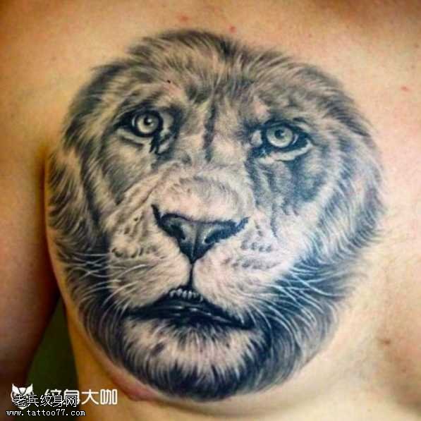 胸部狮子纹身图案