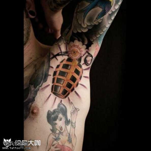 腰部手雷纹身图案