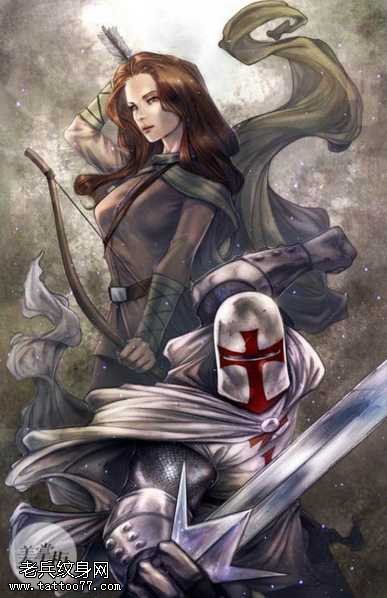 十字骑士纹身图案