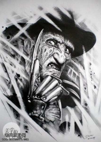 手稿猛鬼纹身图案
