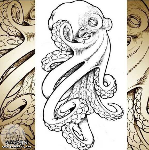 手稿章鱼纹身图案