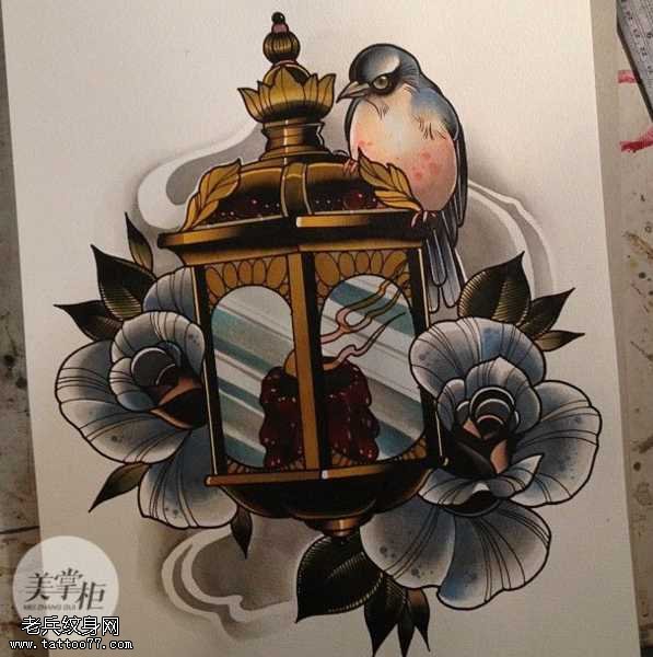 手稿灯笼纹身图案
