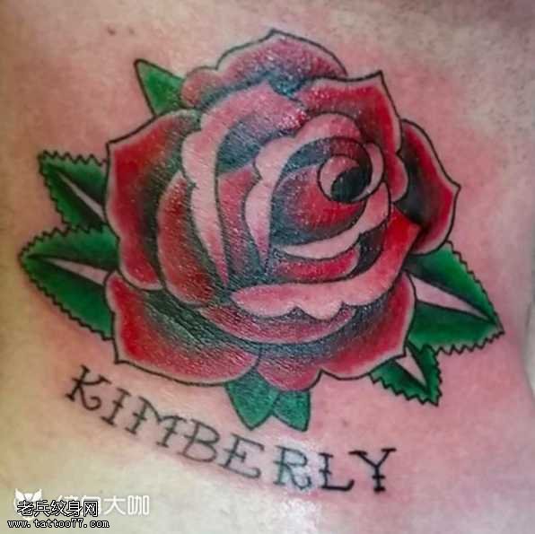 脖子玫瑰纹身图案