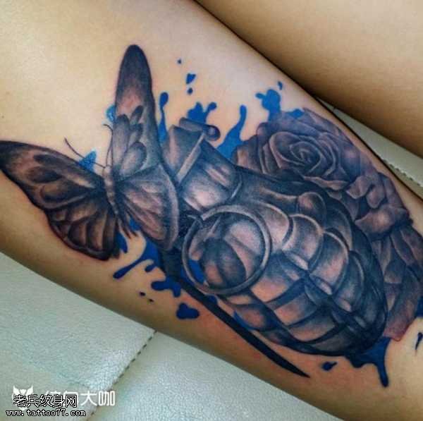 腿部手雷纹身图案