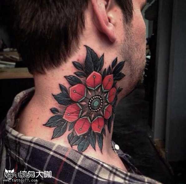 脖子梵花纹身图案