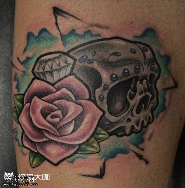 花朵骷髅纹身图案