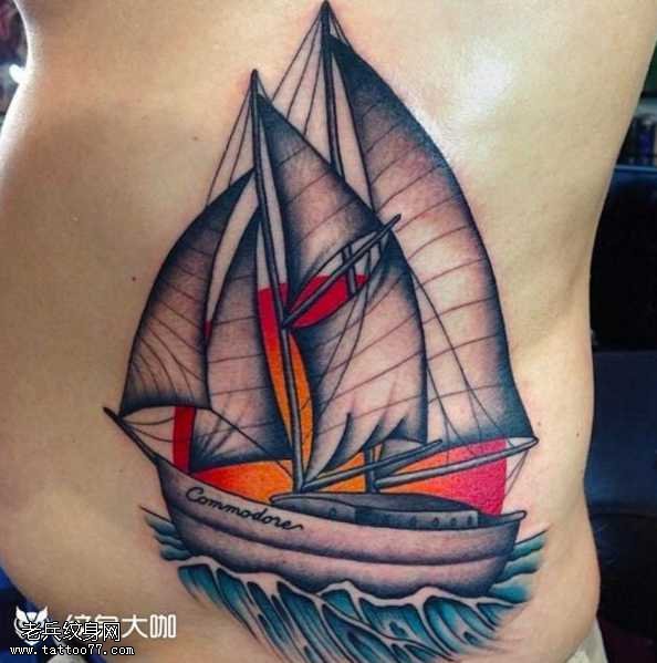 帆船纹身图案