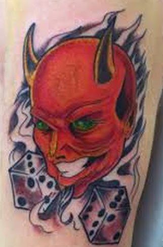八款凶恶的双角红面魔鬼纹身图案