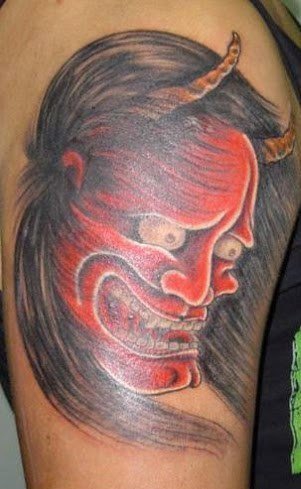 八款凶恶的双角红面魔鬼纹身图案